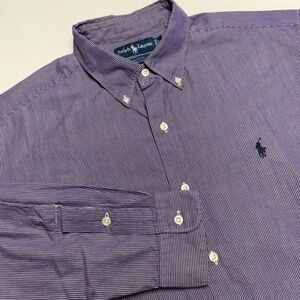 Ralph Lauren McMeel Mens Large Purple Pinstripe Cotton Button Down Shirt